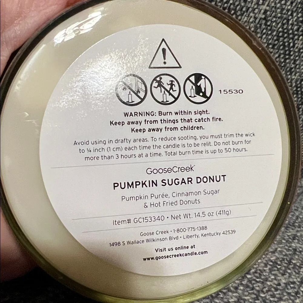 NWT Goose Creek Pumpkin Sugar Donut 3-Wick Candle